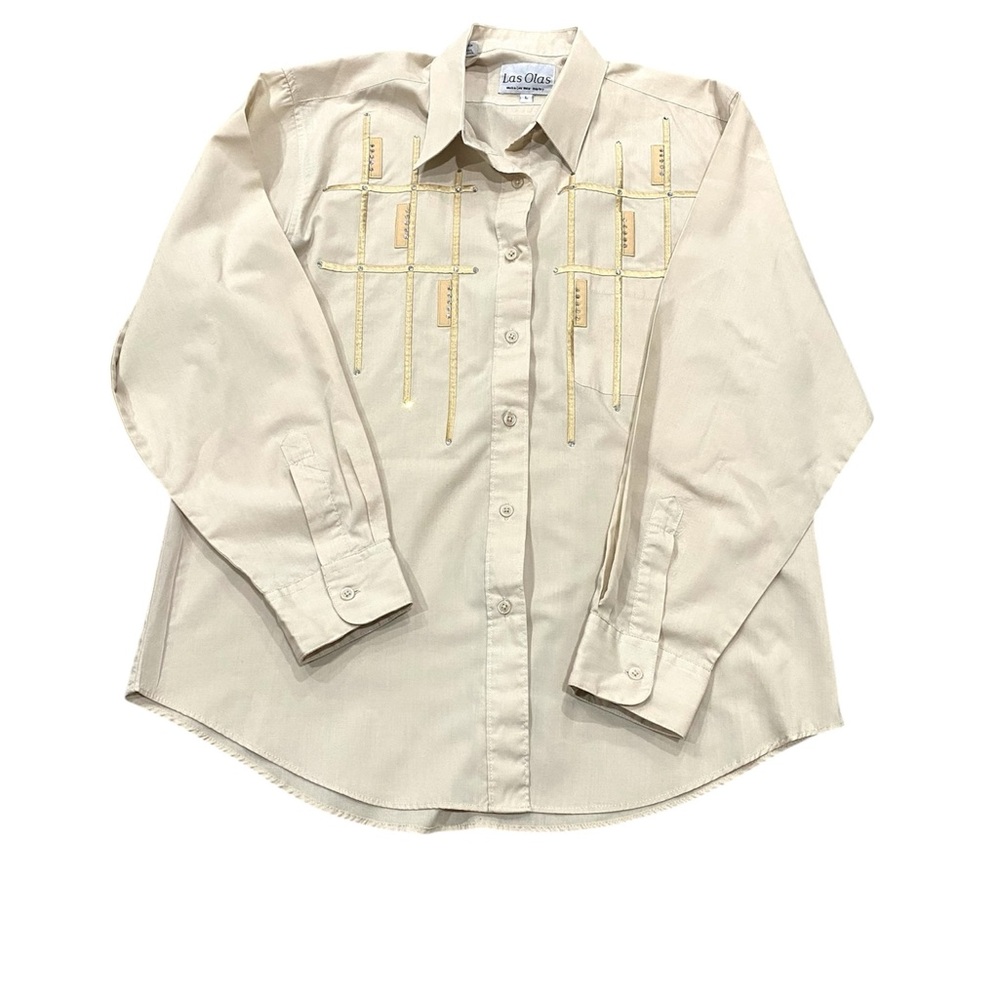 Las Olas Woman’s Cream Western Embroidered Button-Up Shirt SZ Large